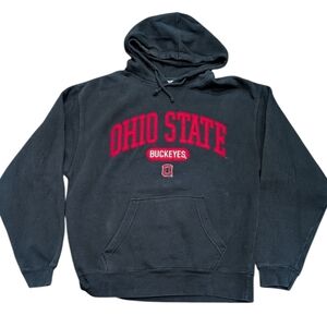 Ohio State Buckeyes Hoodie Black Red Felt Applique Letters College Sportswear